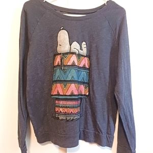 Peanuts, Blue Long Sleeve Shirt. Size XL.